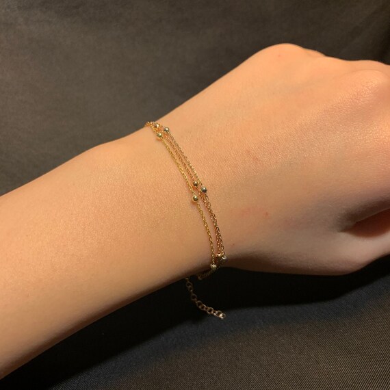 Ball Chain Bracelet, 925 Sterling Silver 14k Rose Gold
