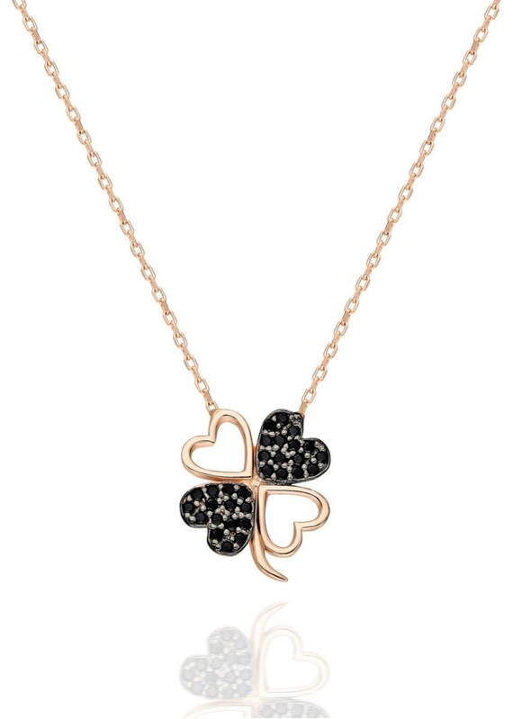Collana Girocollo In Pelle Con Ciondolo Cuore Trifoglio Vintage - Gioiello Per Donne E Ragazze (Nero) - 3