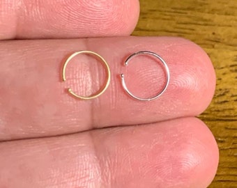 Gouden Neus Ring/925 Sterling Zilveren Neus Hoepel/ neus piercing hoepels/Neus Piercing Ring/ 18K Goud Gevulde hoepel neusring, 10mm 22ga