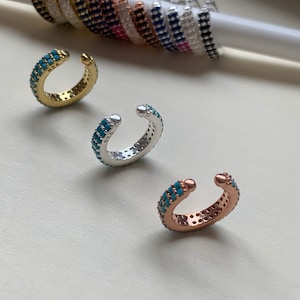 Sterling Silver Ear Cuff/ Double Row CZ Ear Cuff/Non Pierced Ear Cuff/Tiny Ear Cuff Earrings/wrap ear cuff/Gold Ear Cuff/Cartilage Earrings