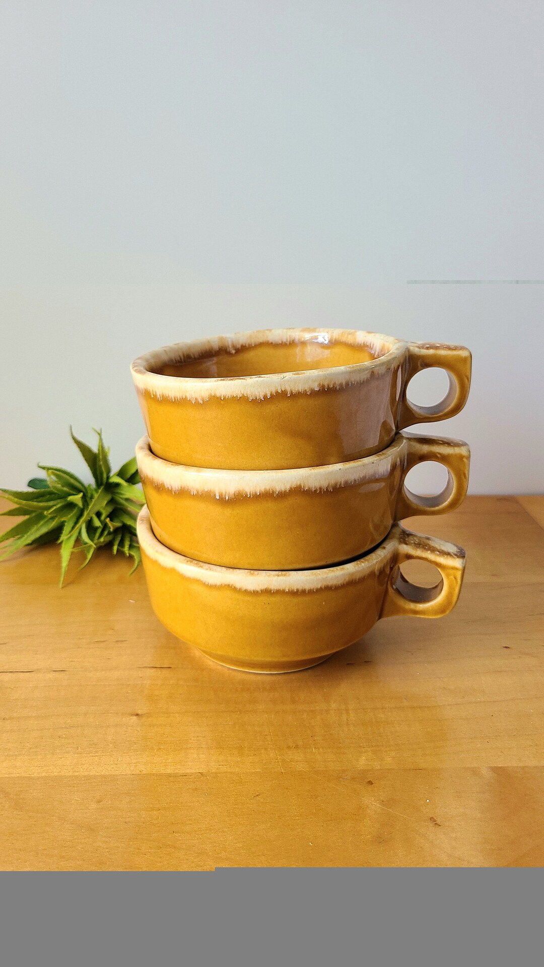 Vintage Soup Mugs Stoneware Cups With Handles Set of 3 Deep Etsy