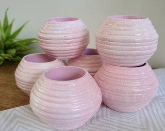 1980s style vintage napkin rings set of 6. Pink with white specks. Pastel colors retro fun 80s or 90s table setting ideas spring summer