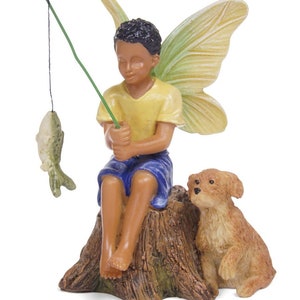 Catching Dinner, Fairy Garden Fairy Fishing, Mini Fairy Fishing, Fairy Boy