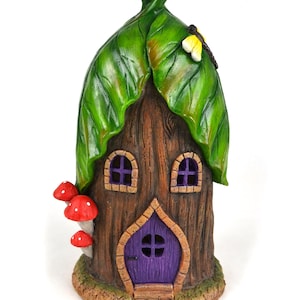 Solar Tree House With Leaf Roof, Fairy Garden Tree House