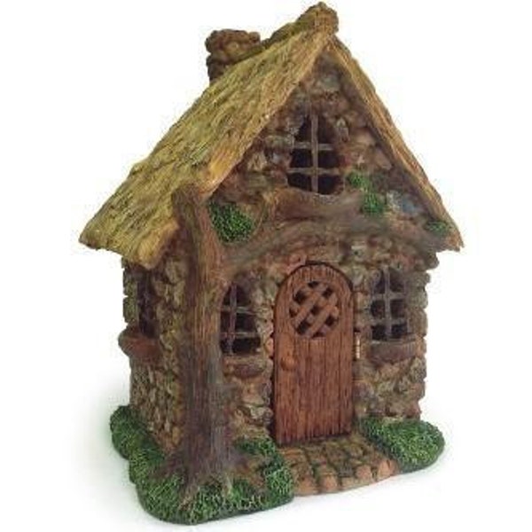 English Tree Cottage, Fairy Garden Cottage, Mini House, Fairy Home Opening Door