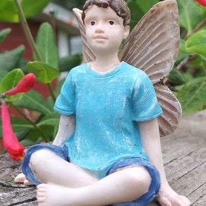 Fairy Joshua, Fairy Garden Fairy, Boy Fairy, Sitting Boy Fairy