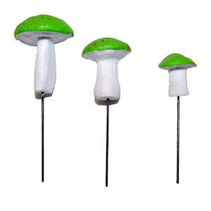 Garden Miniature Mushrooms, 3 pc - Green
