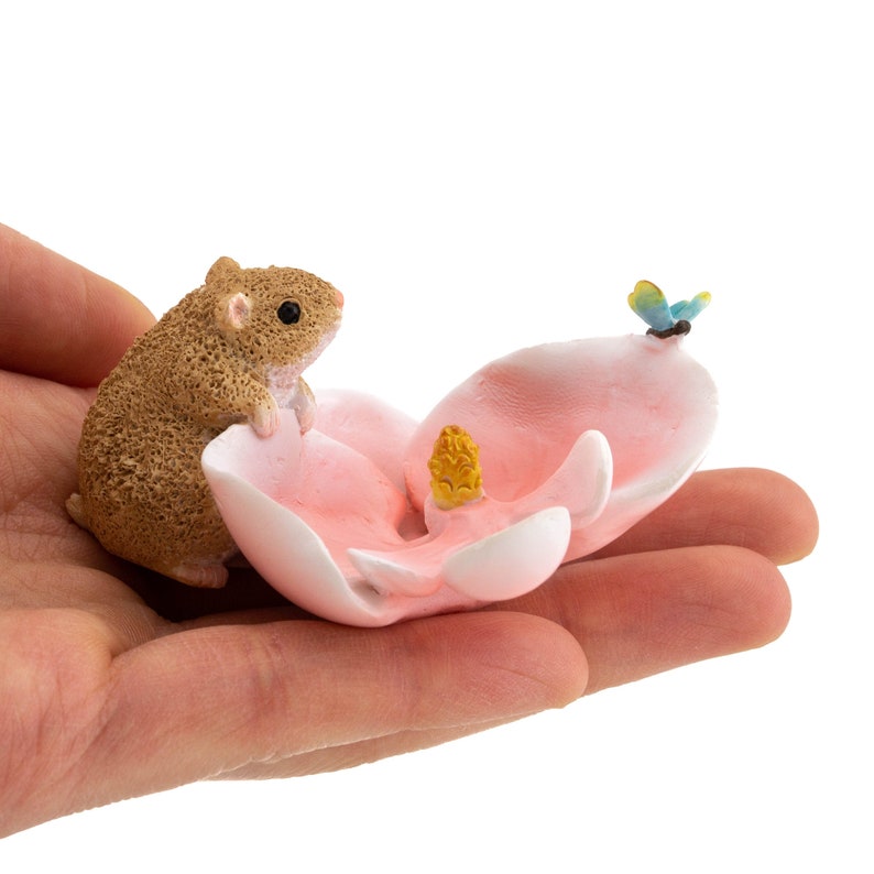 Hamster With Orchid Fairy Garden Mini Hamster Miniature Etsy