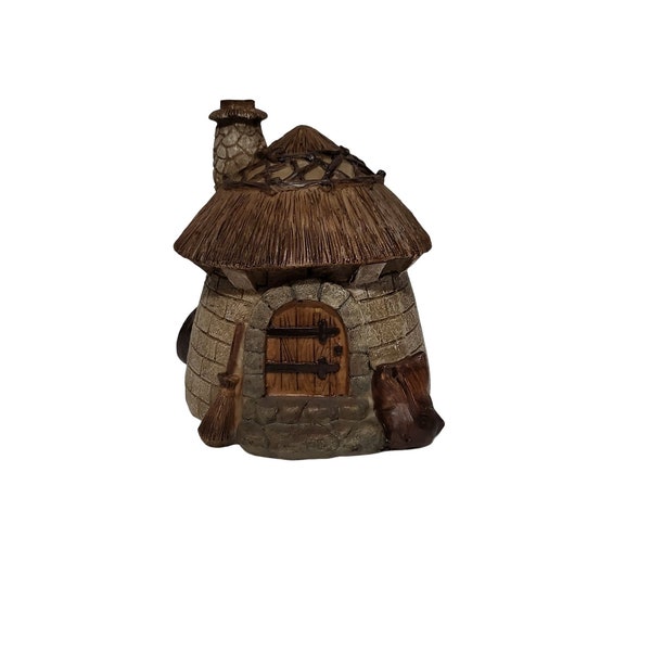 Fairy Garden Thatched Stone House, Fairy Stone House, Mini Stone House