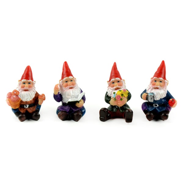 Mini Cheerful Gnomes, Fairy Garden Gnomes, Mini Gnomes, Miniature Gnomes