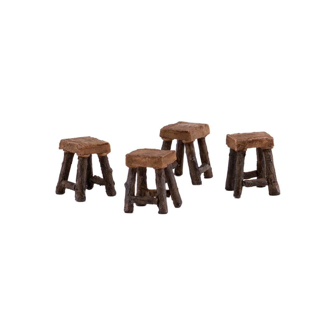 Micro Mini Wood Stools Set of 4 Fairy Garden Stools Mini - Etsy