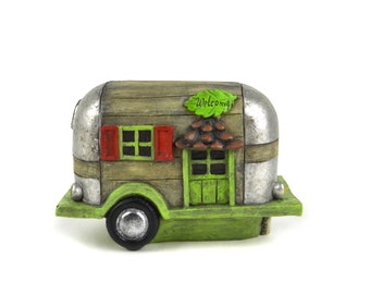 Buy 3 Save $5 Miniature Dollhouse Fairy Garden Turquoise Camper w/ Flowers Buy 3 Save $5 Miniature Dollhouse Fairy Garden Turquoise Camper w/ Flowers