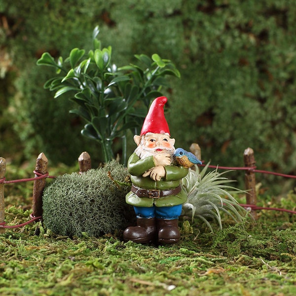 Sherman The Bluebird Gnome, Mini Gnome, Miniature Gnome, Tiny Gnome, Fairy Garden Gnome