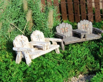 Dragonfly Chair with Table - Cream, Fairy Garden Chair, Mini Chairs, Dollhouse Chairs