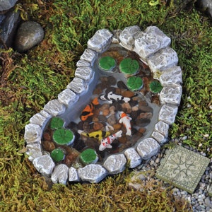 Koi And Lily Pad Pond, Fairy Garden Pond, Mini Pond, Miniature Pond, Mini Fish Pond