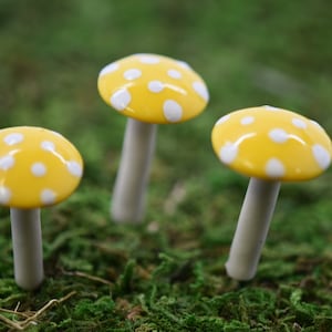Mini Glossy Mushrooms - Set of 3 - Yellow