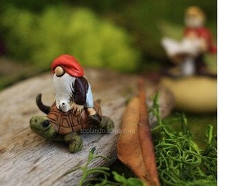 Pewter Elf Gnome Pixie On A Turtle Figurine 