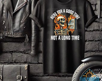 Here For A Good Time Not A Long Time Graphic Women's Black T-shirt