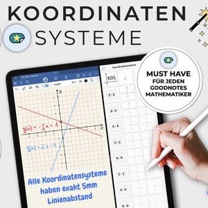 Goodnotes Mathe - Koordinatensysteme - Editierbare Sticker für die Schule - inkl. 5mm Papier Vorlagen
