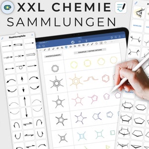 Goodnotes Chemistry - Adesivi modificabili per la scuola - inclusi modelli di carta esagonali