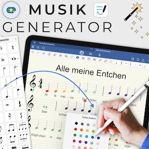 Goodnotes Music Generator - Adesivi modificabili per la scuola - inclusi modelli di spartiti