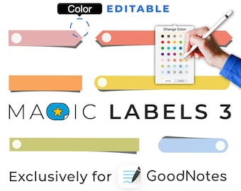 GoodNotes digital stickers: MAGIC LABELS 3 | color change stickers