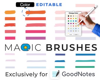 GoodNotes digital stickers: MAGIC BRUSHES | color editable elements