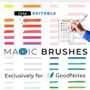 GoodNotes digital stickers: MAGIC BRUSHES | color editable elements