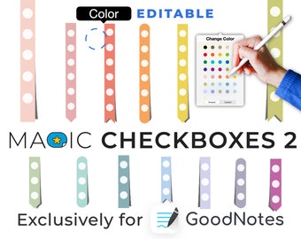 GoodNotes digital stickers: MAGIC CHECKBOXES 2 | color change stickers