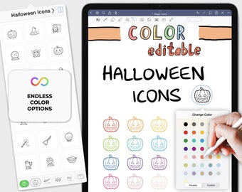 digital stickers GoodNotes: MAGIC Halloween ICONS | color editable elements