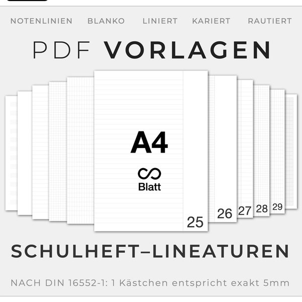 DIN A4 EXERCISE BOOK lines | checkered, lined, diamond-shaped | PDF Templates | GoodNotes