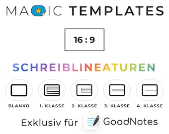 GoodNotes Vorlagen Paket | Breitbild Querformat Schreiblinien Grundschule | MAGIC TEMPLATES