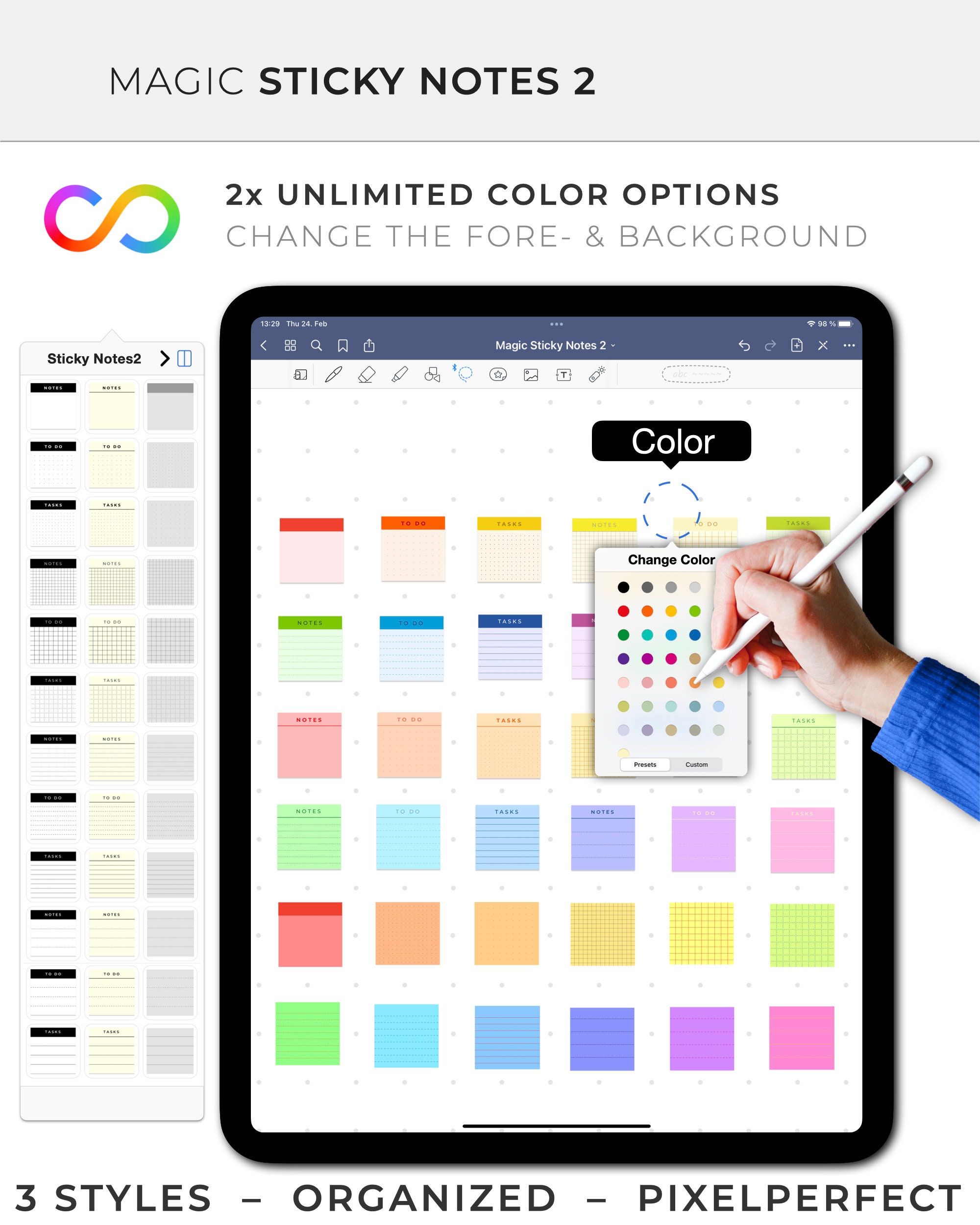 Goodnotes Digital Stickers: MAGIC STICKY NOTES 2 | Color Editable ...