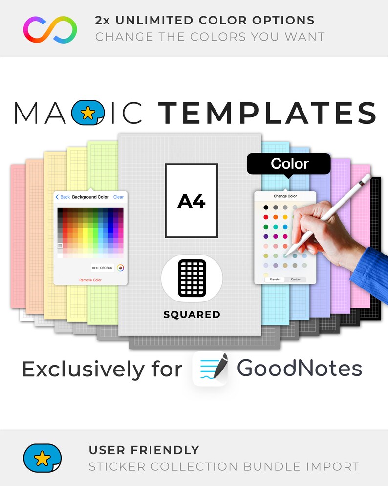 Goodnotes Templates A4 Paper Grid Graph Squared Cornell Etsy Canada