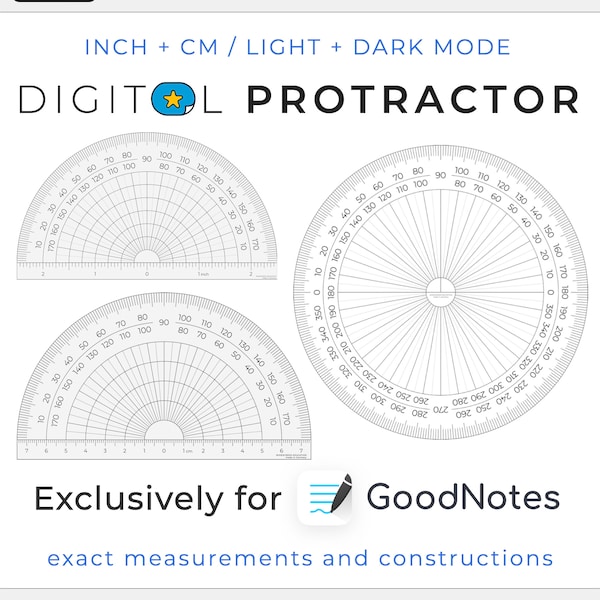 Protractor for Good Notes | digital tools | Add on | pixel perfect construction