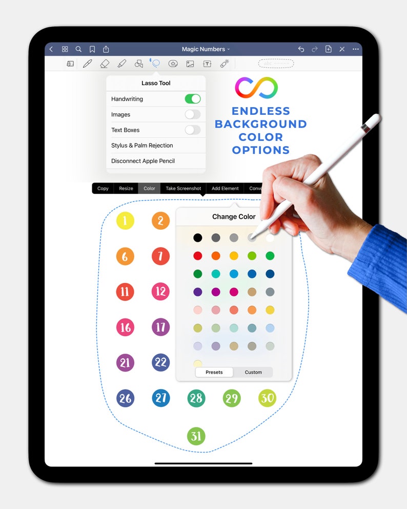 Goodnotes Digital Stickers: MAGIC NUMBERS | Color Editable Elements - Etsy