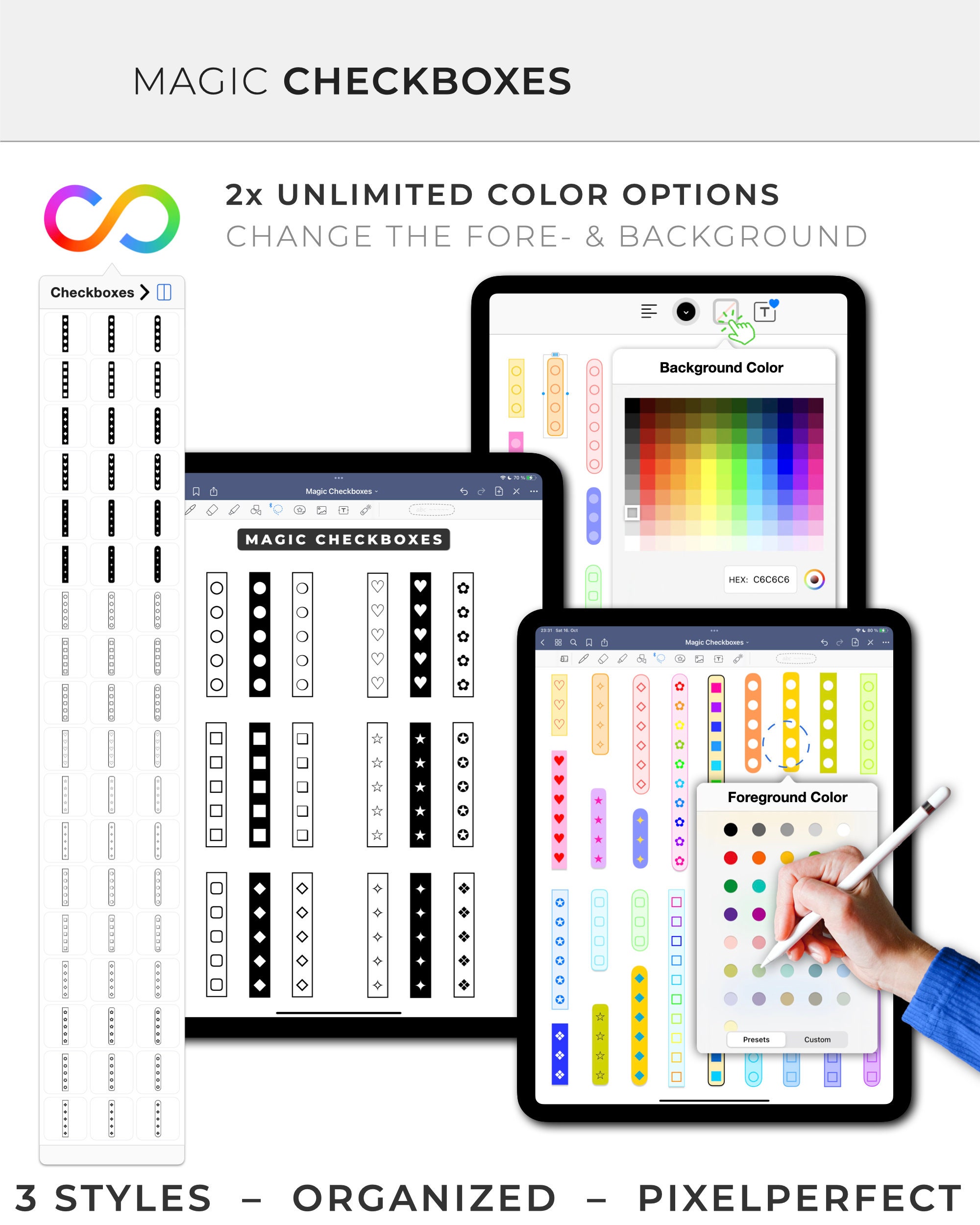 Goodnotes Digital Stickers: MAGIC CHECKBOXES | Color Editable Elements ...