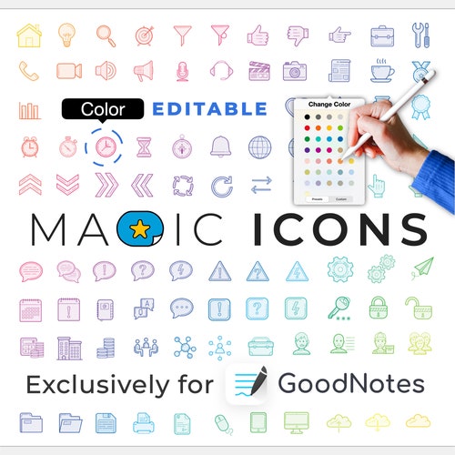 Goodnotes Digital Stickers MAGIC SHAPES 1 Color Editable Etsy