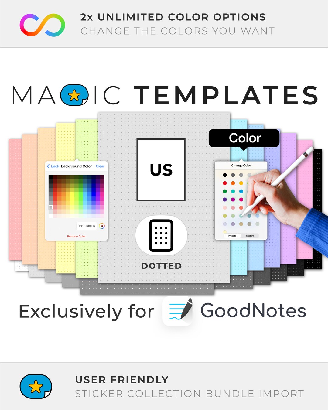 Goodnotes Templates US Letter Paper Dotted Dots MAGIC Etsy