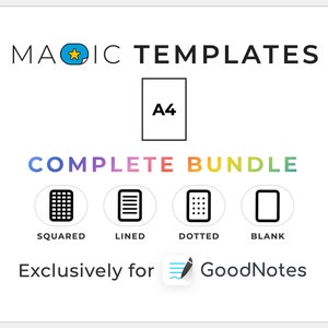 GoodNotes Vorlagen | A4 Papier kariert, liniert, gepunktet, blanko, cornell | MAGIC TEMPLATES GENERATOR