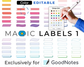 digitale Sticker GoodNotes: MAGIC LABELS 1 | color editable elements