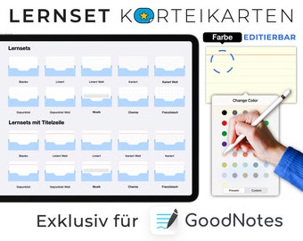 GoodNotes digital stickers: MAGIC STUDY SETS | color editable flashcards | school