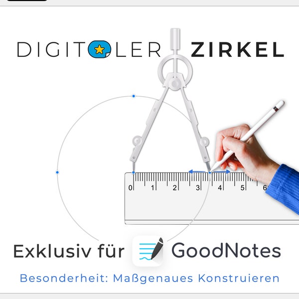 Zirkel für GoodNotes | digitales Werkzeug | Erweiterung | millimetergenaues Konstruieren