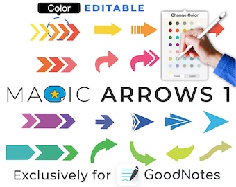 GoodNotes digital stickers: MAGIC ARROWS 1 | color editable elements