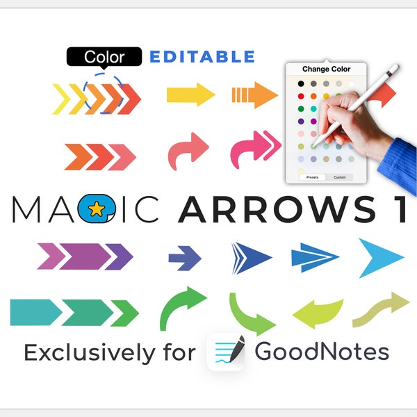 digitale Sticker GoodNotes: MAGIC ARROWS 1 | color editable elements