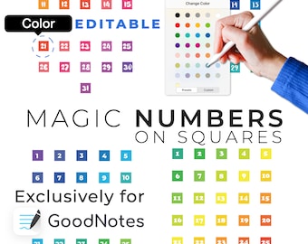 digitale Sticker GoodNotes: MAGIC NUMBERS | color editable elements