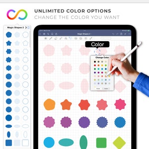 pegatinas digitales GoodNotes: FORMAS MÁGICAS 2 elementos editables en color imagen 2