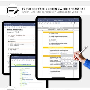 May include: A screenshot of a digital tablet displaying a table of contents for a math textbook. The table of contents is titled "Inhaltsverzeichnis" and lists topics such as "Bruche und Dezimalbruche", "Addition und Subtraktion", and "Fl&auml;cheninhalt".