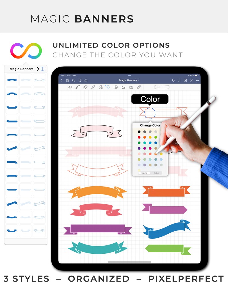 Goodnotes Digital Stickers: MAGIC BANNERS Color Editable - Etsy