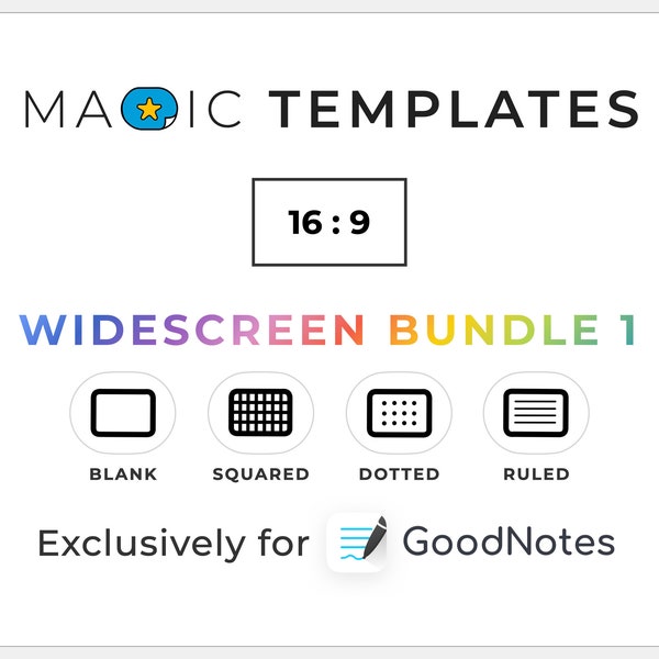 GoodNotes MAGIC TEMPLATES Landscape | WIDESCREEN Bundle | grid, lined, dotted, blank